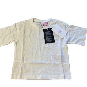 Vero Moda Girls Sparkle‎ Top Snow White Rhinestone Short Sleeve Size 6